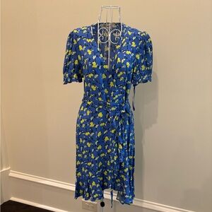Floral Blue Wrap Dress